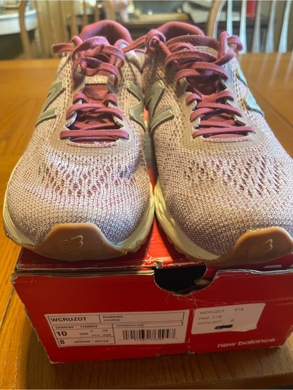 New Balance Women's Mauve Knit Running Sneakers with Gray Logo